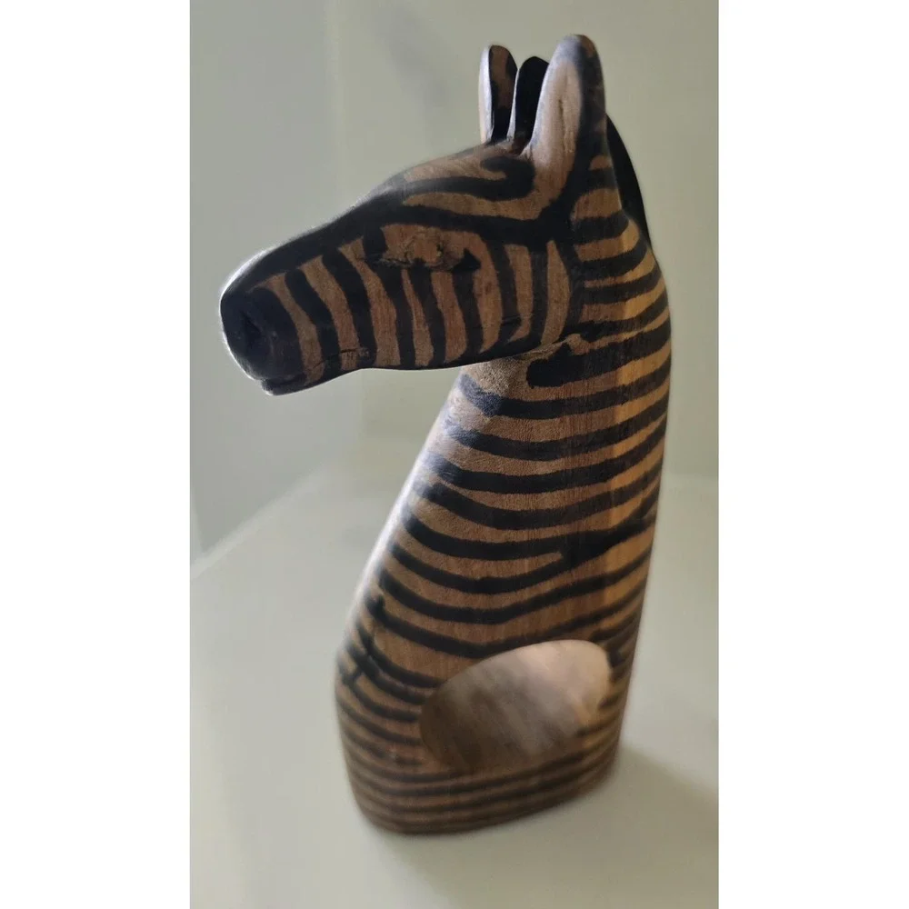 Vintage African Animals‎ Besmo Kenya Hand Carved Wooden Napkin Rings Set Of Six